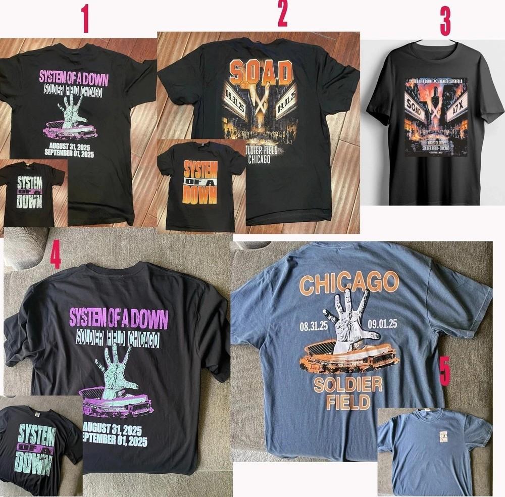 ГОРЯЧИЙ !! System of a Down 31 августа, 1 сентября 2025 Soldier Field, Чикаго, Иллинойс Футболка Унисекс Футболка L
