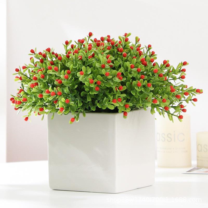 Simulation Milan Grains Artificial Flowers Plastic Green Potted Plants Decoration Arrangement Accessories for Home