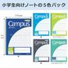 KOKUYO Campus Notebooks - 5mm Grid, 5-Color Pack (Semi-B5)