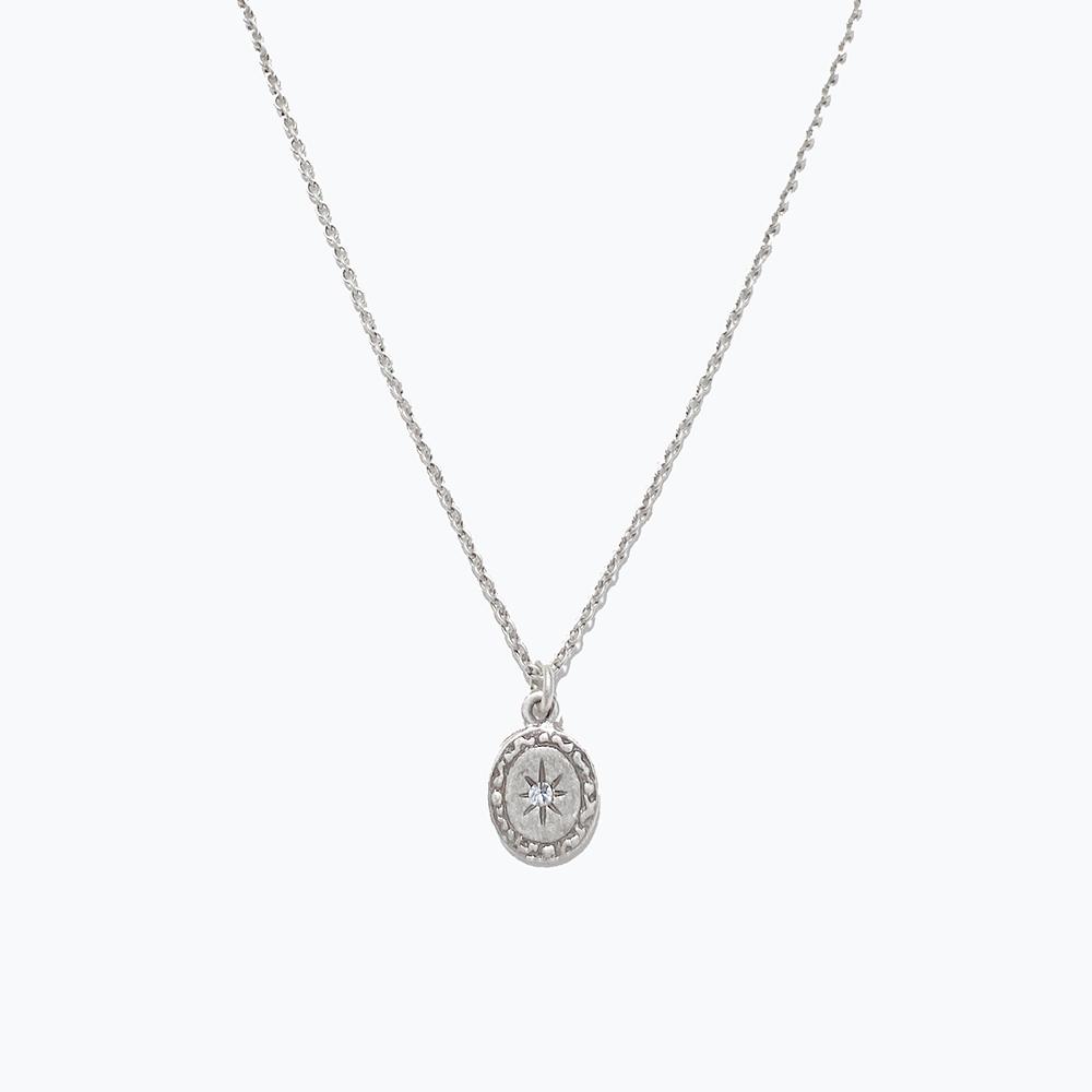 Rush Off Ellipse Cubic Chain Necklace (Silver Plated)