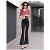 Korean Fashion 2022 Summer High Waist Stretch Women's Lace Patchwork Capris Pants for Women Skinny Flare Pants Woman Trousers