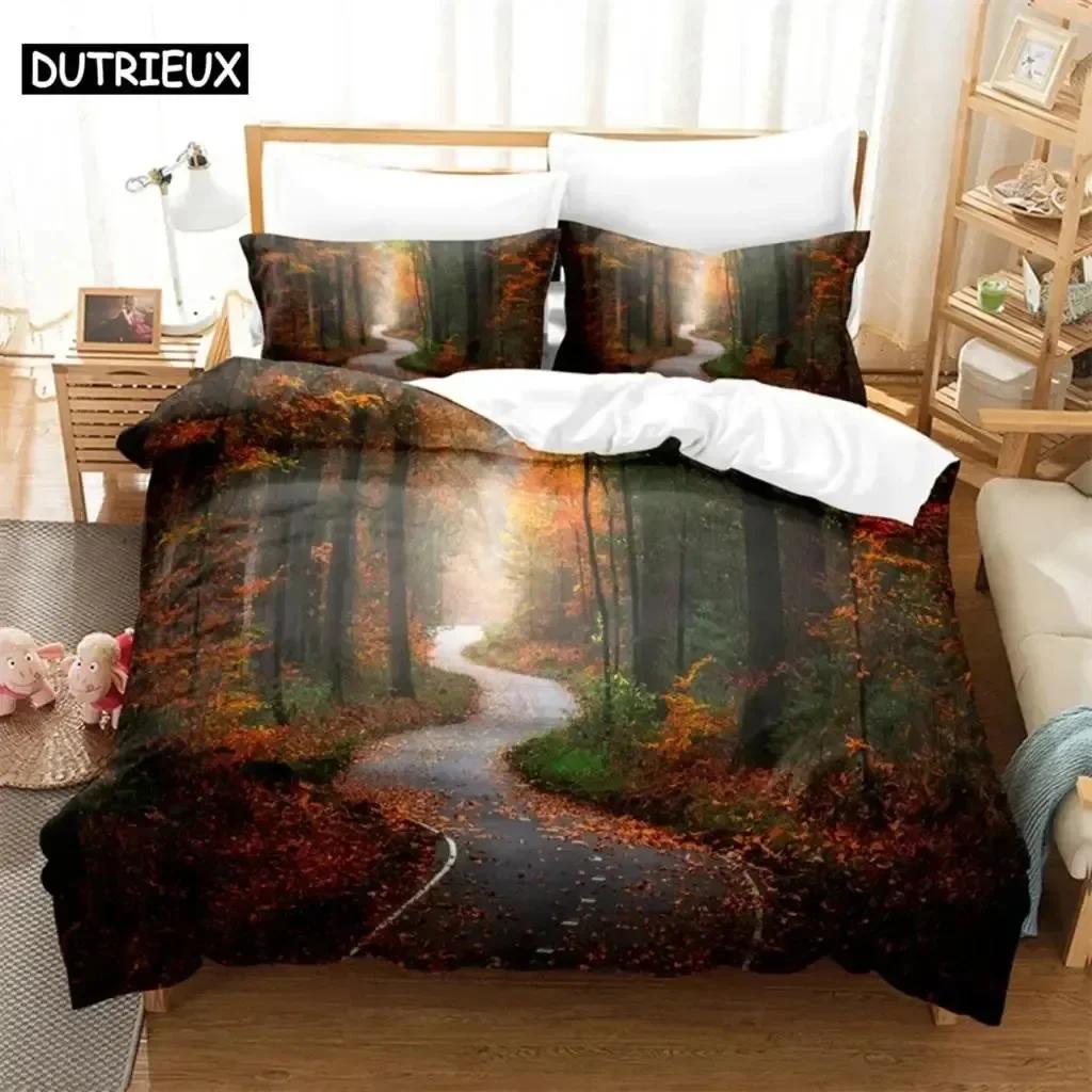 Luxuriös Neu 3D-Druck Dichter Wald Bequemer Bettbezug Kissenbezug Bettwäscheset Kinder Schlafzimmer Dekoration Heimtextil