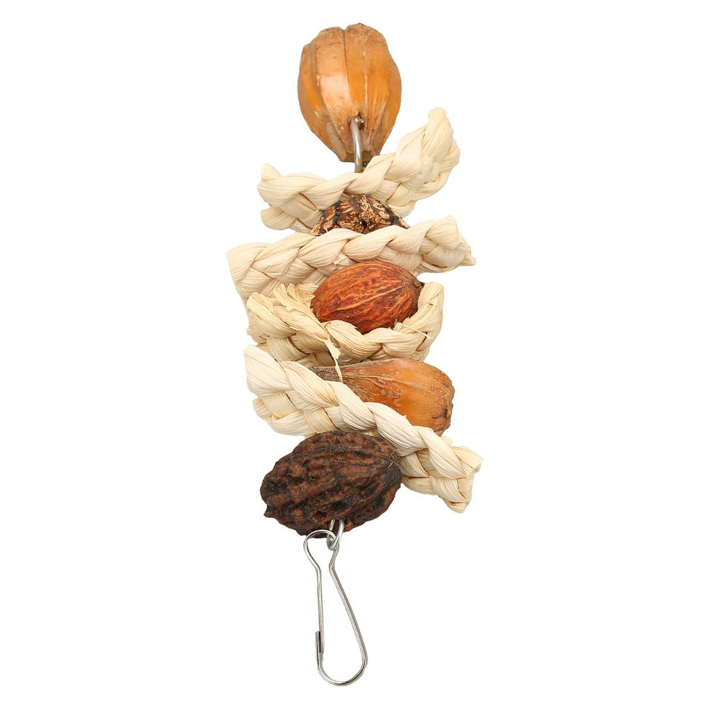 Hanging Parrot Chew Toy with Stainless Steel Hook Natural Corn Leaf Nut Bird Cage Gnawing Toy