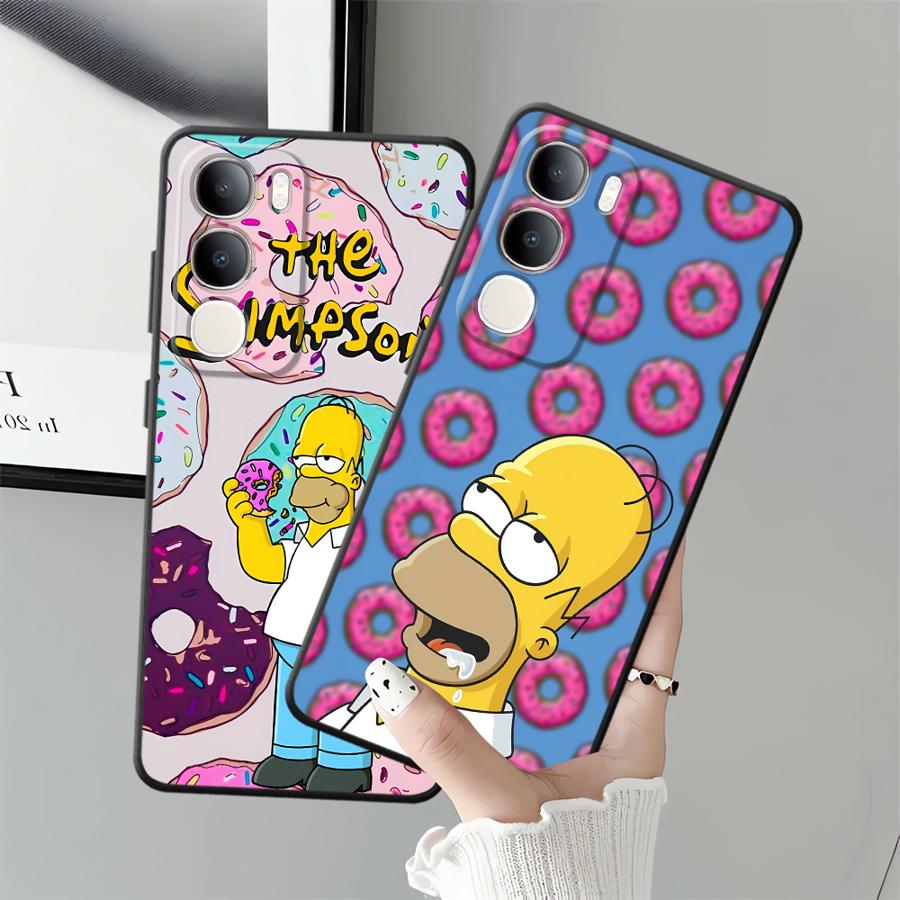 Phone Cover Case for Vivo V21E V23 Y53S V27 Y52S Y93 Y51S Y78 Y71 Y91 Y50 Y95 V29 Y75 Y81 V25 V30 S-simpsons Donut