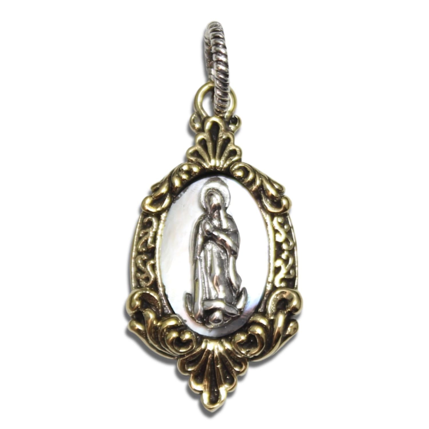 [goodvibrations] Mexico Maria Pendant White Shell Our Lady of Guadalupe Good Vibrations Sterling Silver 925