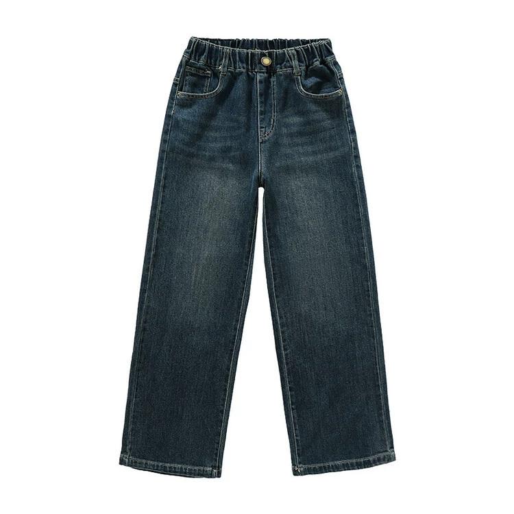 Blugi izolați pentru copii în stil coreean pentru fete, pantaloni din denim calduroși și groși pentru fete, pantaloni de iarnă pentru copii, adolescenți