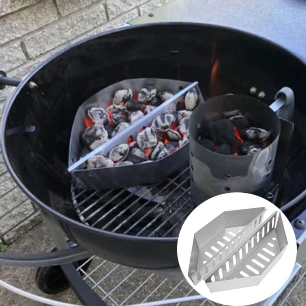 2Pcs Aluminum Plate Charcoal Basket Large Capacity Charcoal Box Unbreakable Fuel Holder  Picnic