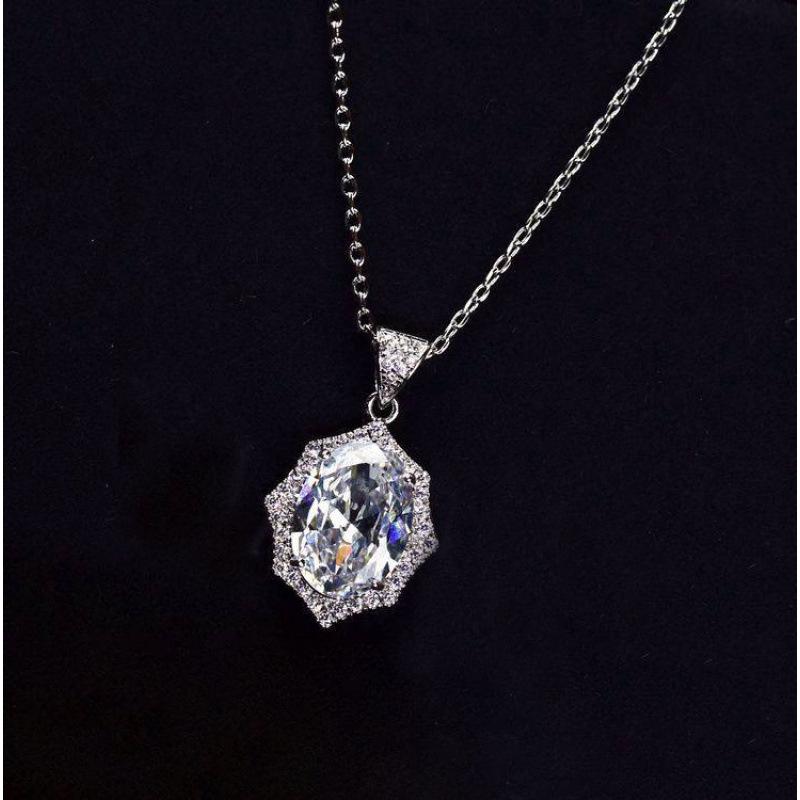 2021 European & American Fashion Ocean Heart Crystal Rhombus Necklace: Trendy Women s Clavicle Chain