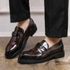 Fashion Men Business Leather Slip on Thick Formal Dress Male Shoes Quality Original Thick Soled Loafers Fashion Alligator Pattern Shoes