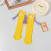 Girls' Cute Pink Knee-High Slouch Socks with Quirky Braids - Summer Thin Edition