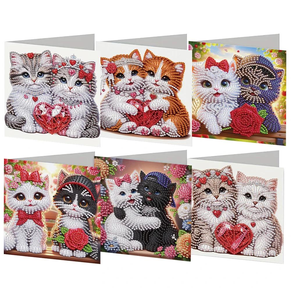 6Pcs Valentines Day Angel DIY Diamond Painting Card Diamond Drawing Card Diamond Painting Greeting Card for Family Friends Gift