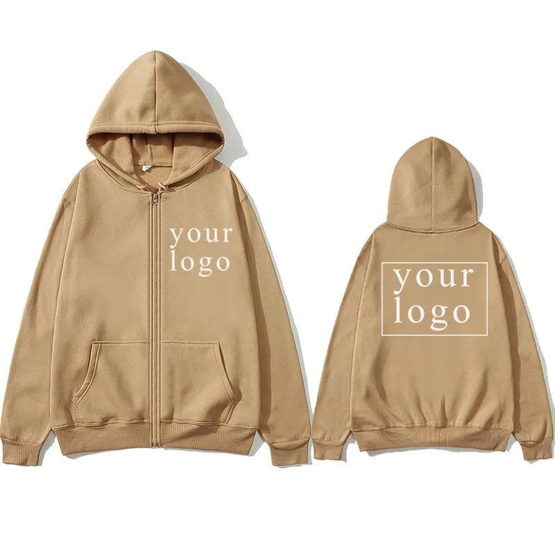 New Fashion Your Own Design Brand Logo/Picture Personalized Custom Anywhere Men Women DIY Zipper cardigan hoodie