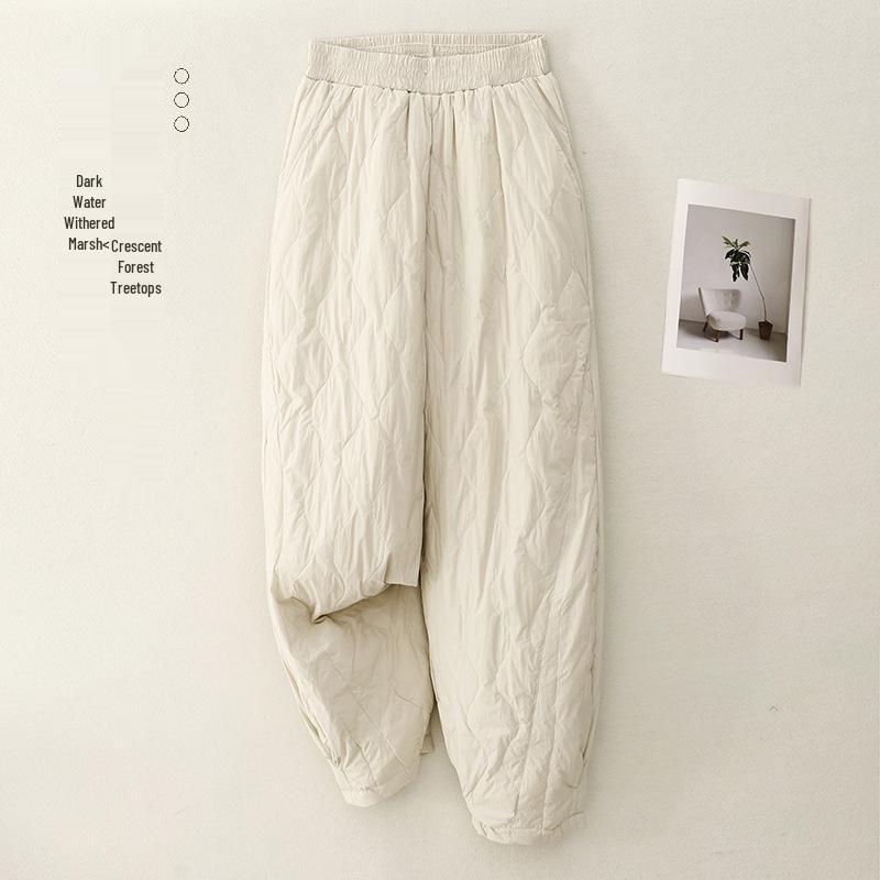 Xin Xing 2024 Women's High Waist Loose Fit Warm Down Cotton Pants