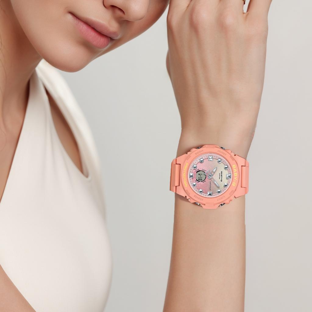 Casio BGA-320 Series 100M Water Resistant Quartz Movement Resin Strap Watch Women Watches Pink BGA-320-4A1JF