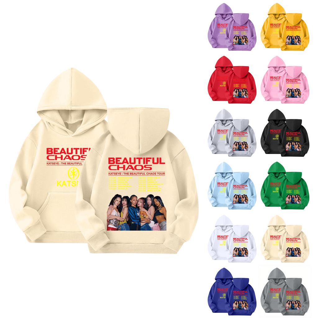 Hanorac pentru copii cu glugă, imprimat gradient, cu mâneci lungi, hanorac larg pentru femei, hanorac