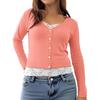 Women Tops V Neck Long Sleeve Lace Splicing Fake Two-Piece Design Blouse Slim Fit Casual Tops Work Party Date Daily Wear