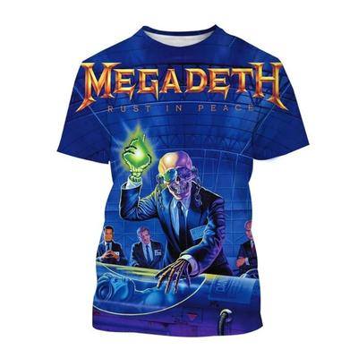 Megadeth 3D Gedruckte T-Shirts Mode Rockband Herren T-Shirt Sommer Herren Damen Punk Lustig Hip Hop Kurzarm Pullover Oberteile