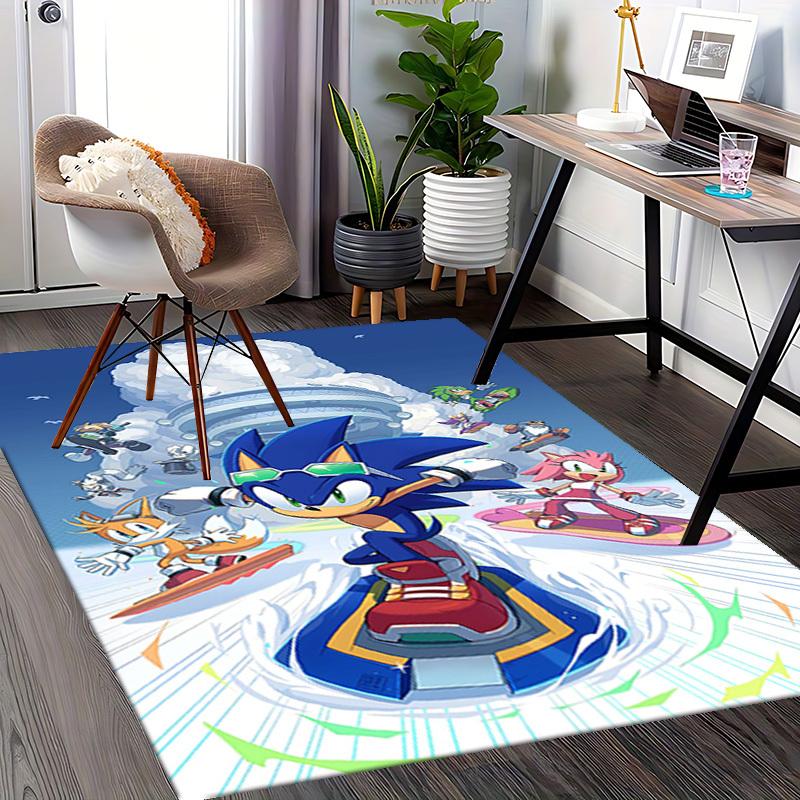 1pc Sonic the Hedgehog Chair Mat - Anime Cartoon Design, Non-Slip Carpet for Office and Home Decor, Suitable for All Seasons.O081