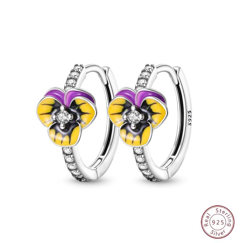 Sweet 925 Silver Ladybug Butterfly Dragonfly Iris Flower Design Earrings Fit Wedding Parties Exquisite Jewelry
