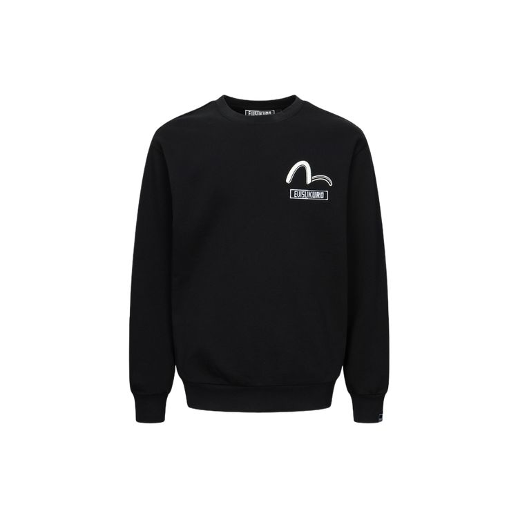 Evisu AW23 Multi-Element Letter Print Crew Neck Long Sleeve Pullover Loose Hoodie Men Hoodies Black 2EAGNM3SW5163RXFL