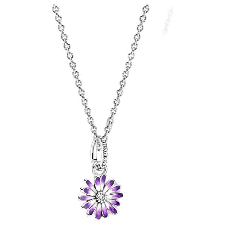 Pandora Purple Daisy Necklace Women necklace ZT745 Box