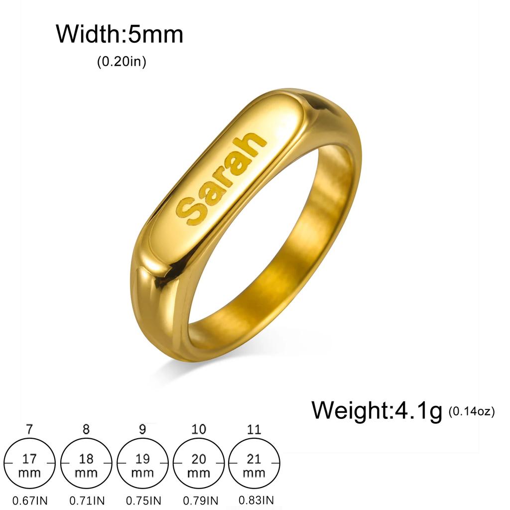 Teamer Name Date Engraved Rings for Men Women Stainless Steel Couple Personalized Signet Ring Custom Jewelry Wedding Gift