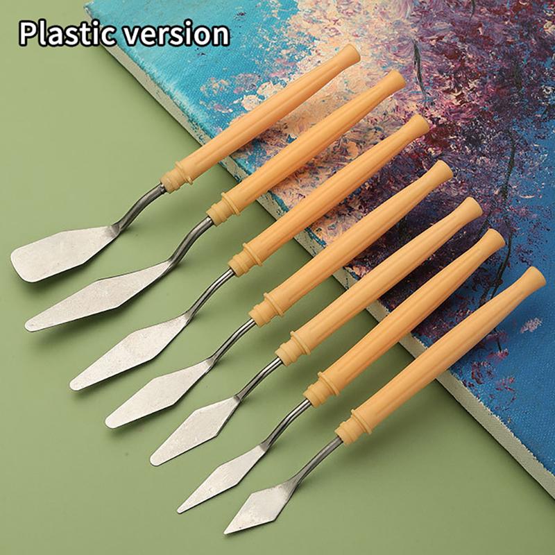 7Pcs/Set Stainless Steel Oil Painting Knives Artist Crafts Spatula Palette Knife Oil Painting Mixing Knife Scraper Art Tools