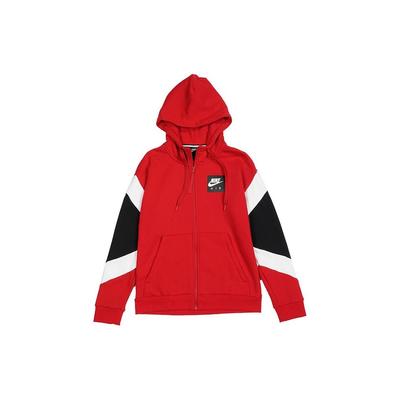 Felpa con cappuccio in pile con zip intera e stampa logo Giacca da uomo Rossa CD9223-687
