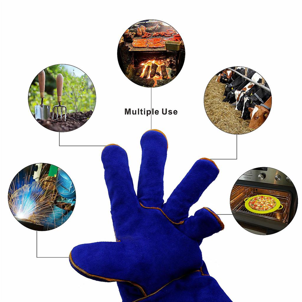 Leather Welding Gloves - Heat/Fire Resistant, Perfect for Gardening/Tig Weld/Beekeeping/BBQ-14inches