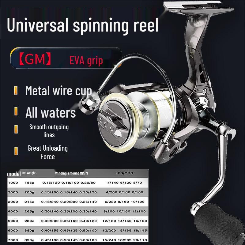 All-Metal Spinning Reel with Slanted Line Cup for Long-Cast Smooth Lure, Sea, and Rock Fishing.