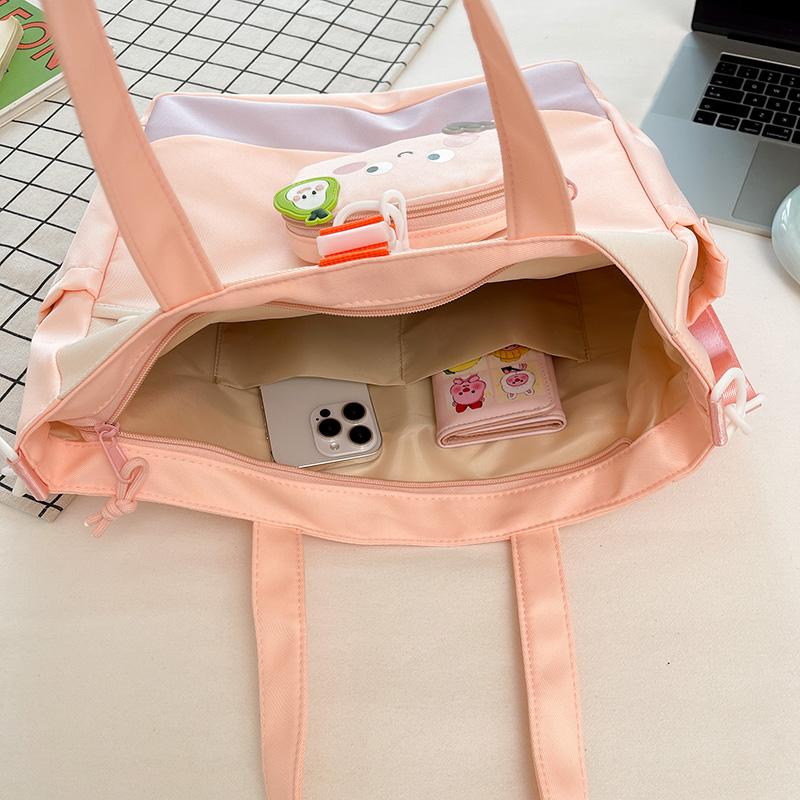 Cartoon Women's Shoulder Bag Contrast Color Student Crossbody Bag Large Capacity Tote Bag