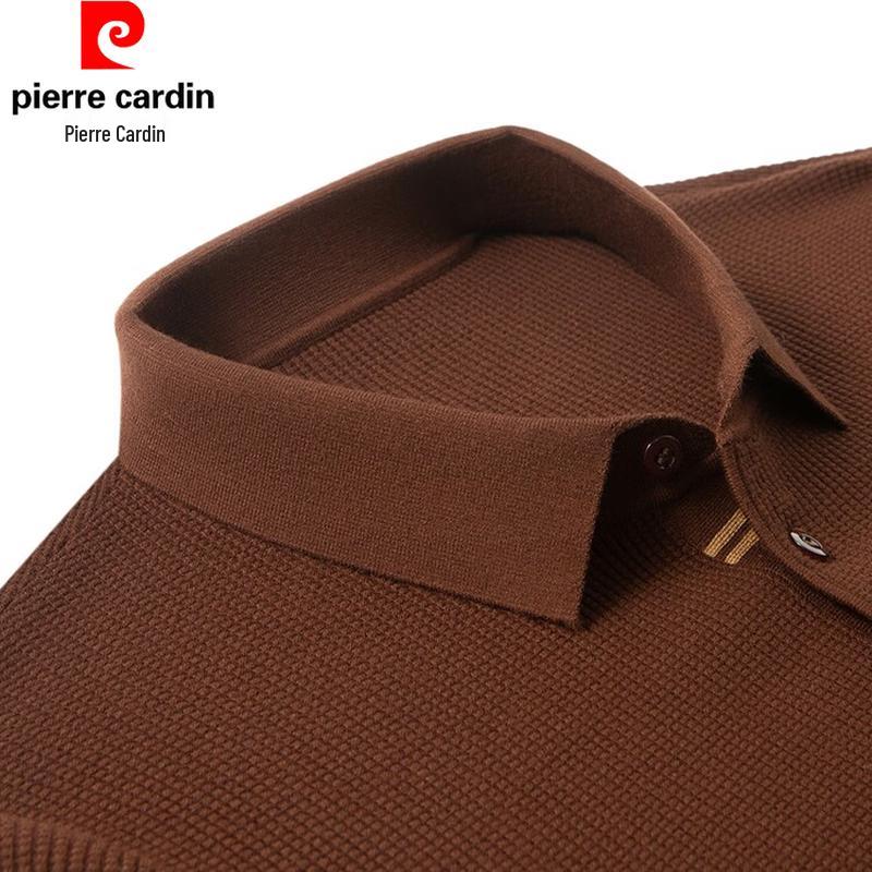 Pierre Cardin Men's Fine Knit Solid Color Long Sleeve Polo Sweater