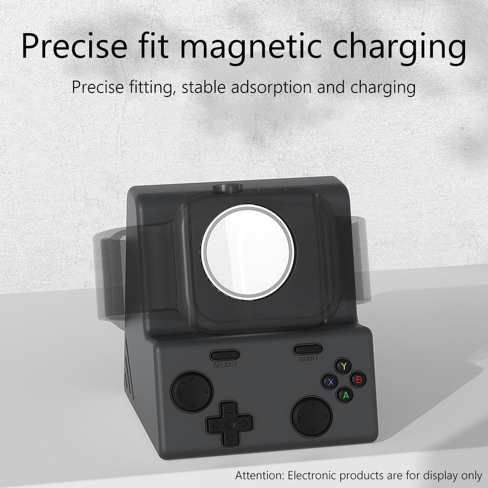 Desktop Holder For Apple Watch Ultra Charger Stand Retro Computer Pattern Charging Base for iWatch 10 9 8 Silicone Dock Holder