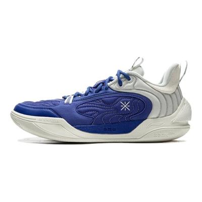 Li Ning Wade Comode Moda Versatili Ammortizzanti Resistenti all'Usura Scarpe da Basket Basse Sneaker da Uomo Blu Bianco ABPV001-5