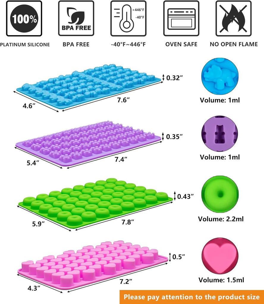 Silicone Gummy Candy Molds Nonstick Chocolate Molds DIY Chocolate Cake Candy Tools Various Shaped Doughnut Baking Molds