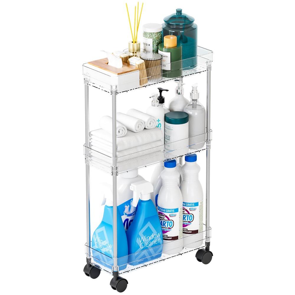 Multi-purpose Floor Standing Gap Rack - Slim Utility Trolley for Bathroom Sink & Kitchen Space Saving