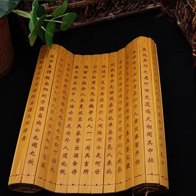 Perzikbloesem Lente Bamboe Slips Scroll Chinese culturele kenmerk cadeaus Decoratieve handwerken en ornamenten