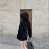 Waist-Cinching Slimming Long-Sleeve Hooded Dress: 2025 French-Korean Style Campanula Skirt for Autumn Women