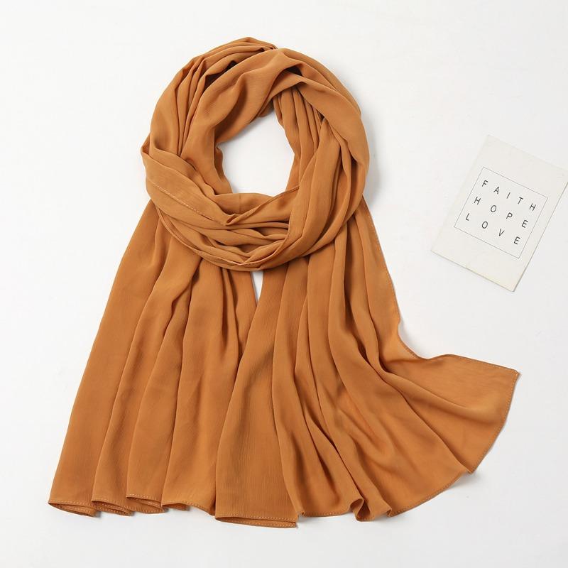 Monochrome natural wrinkled chiffon headscarf breathable pleated bag headscarf YW breathable sunscreen