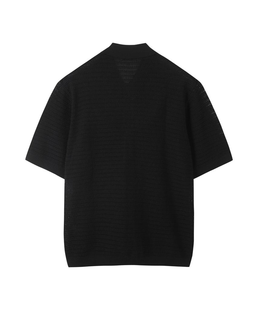 Customellow Black Mesh Half Sleeve Cardigan_Cwwam25312Bkx