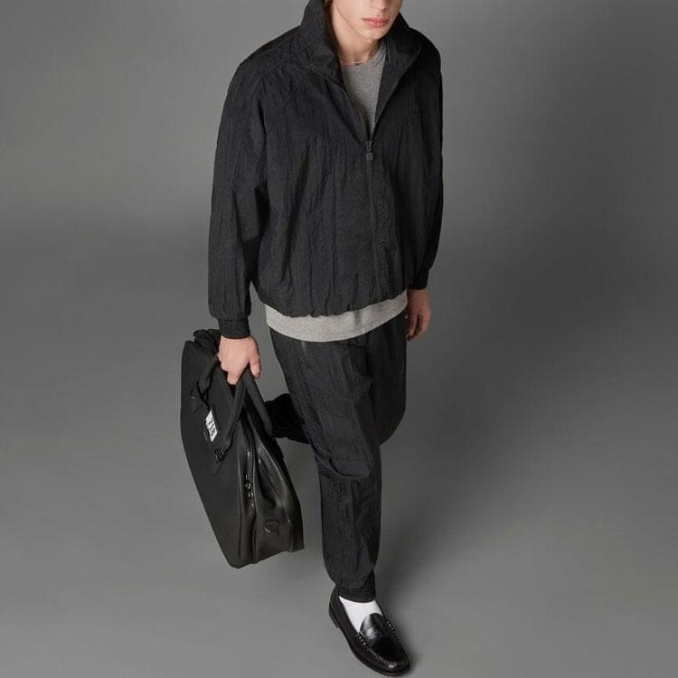 Adidas Originals Logo Color Block Stand Collar Zip Up Long Sleeve Sports Jacket Men Jacket Blue Black HD2241