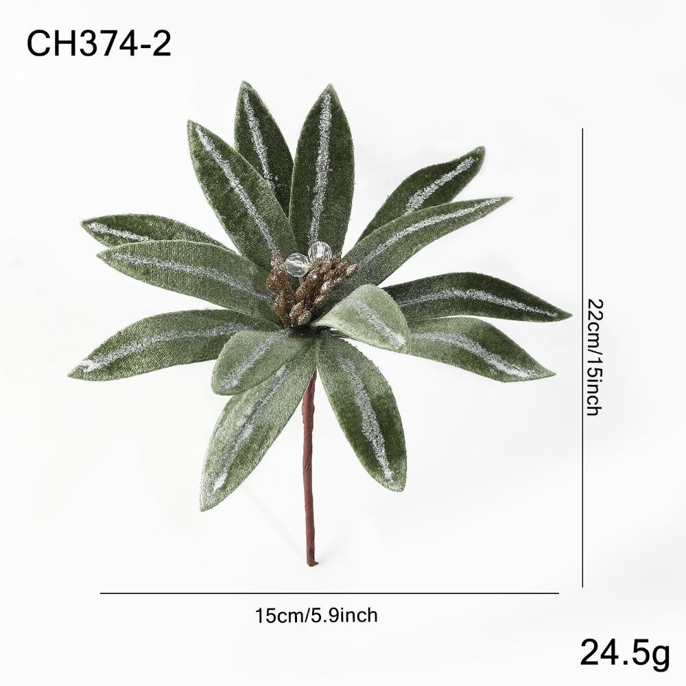 Neue 15CM Künstliche Weihnachtsstern Blume Beflocktes Stoffband Weihnachtsblume Simulationsblumen Weihnachtsbaumzubehör