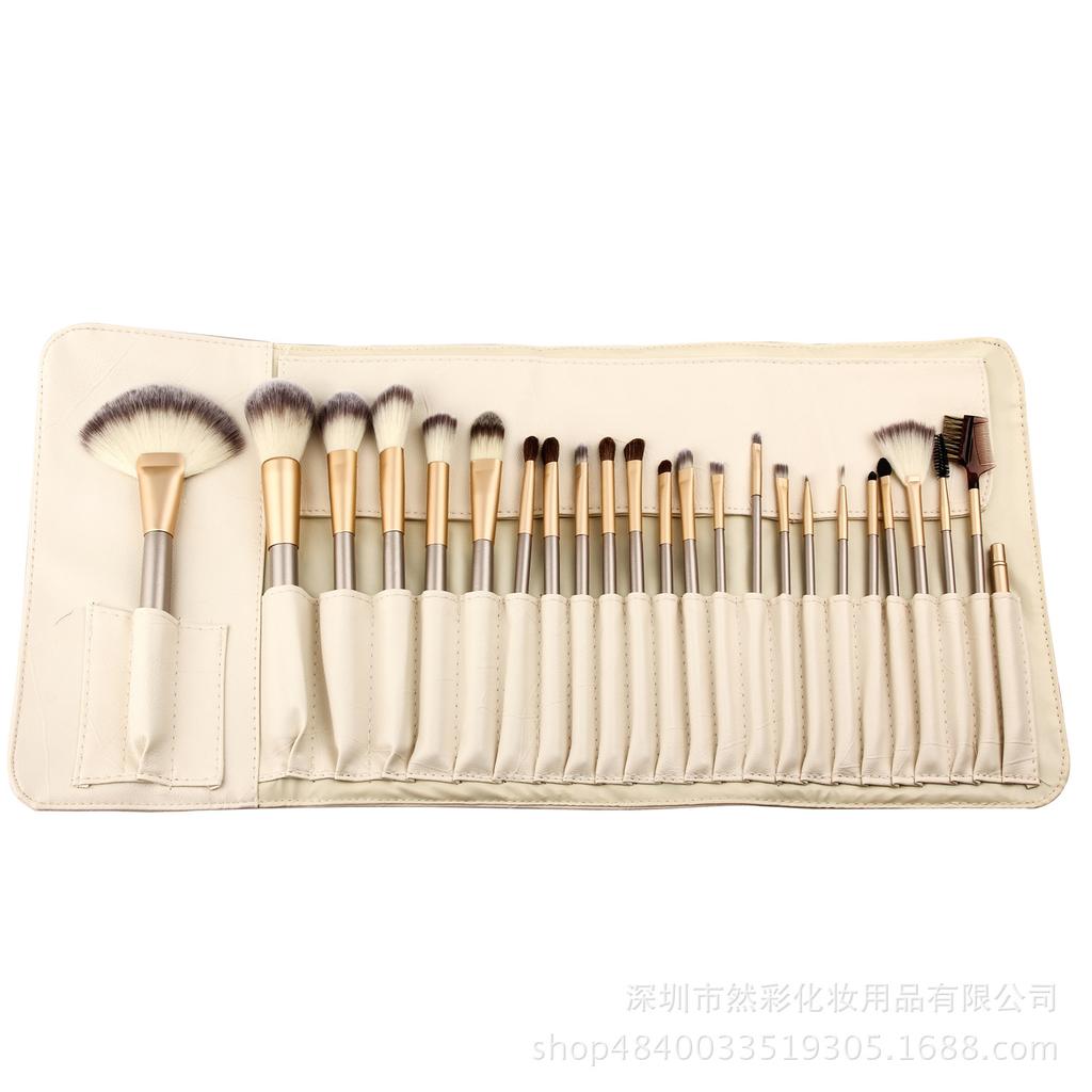 12/18/24-Piece Champagne Makeup Brush Set: Persian Wool Powder Brush, Blush Brush, Horse Hair Eyeshadow Brush