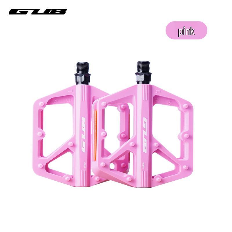 GUB GC-001 Lightweight Anti-slip Nylon Bearing Pedals for Mountain Road Bikes розовый