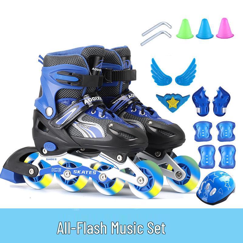 Nastavitelná sada kolečkových bruslí s blesky pro začínající děti