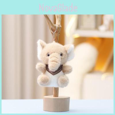 Plush Elephant Toy With Soft Short Pile Fur Kids Gift Keychain Bag Charm