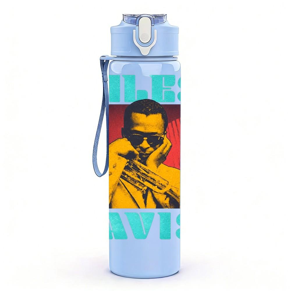1PC Miles Davis Jazz 750ml Sports Water Bottle Leakproof Straw Lid Outdoor Office Home