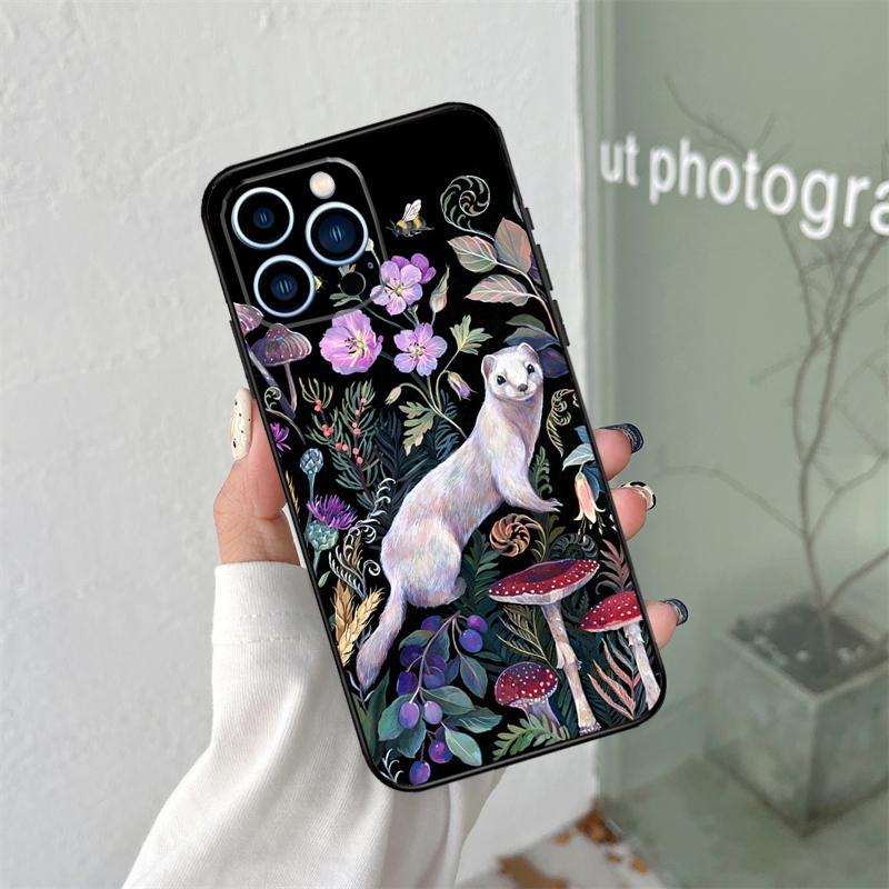 Mushroom Forest Case For iPhone 16 15 11 12 13 14 Pro Max Plus XS X XR 12 13 Mini Back Cover