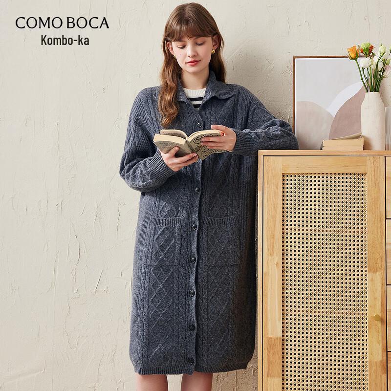 Kemengboka Women's High-Neck Thick Wool Cardigan