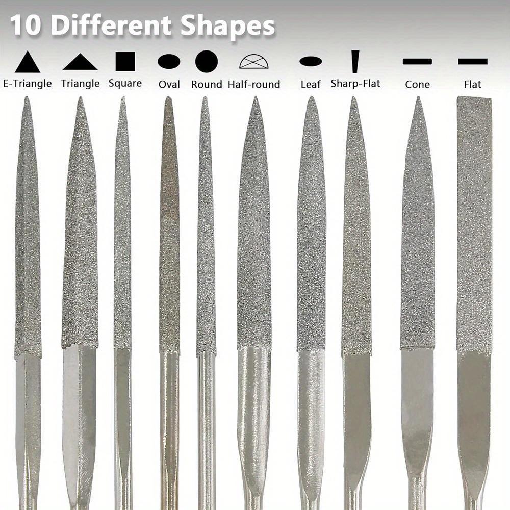 10 stk diamant nålfilsett 3x140 mm mini nålfilsett for steinglass metallutskjæring håndverk håndverktøy nålfilsett